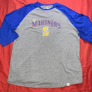 Seattle Mariners Distressed Logo 3/4 Sleeve Baseball Tee Size XL